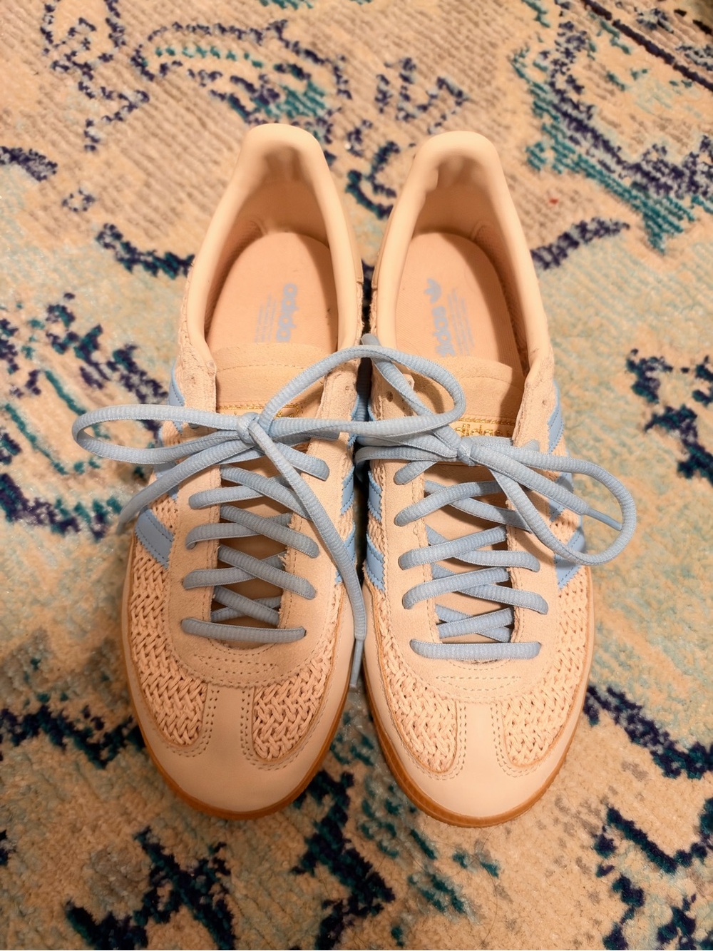Adidas Spezial Size 7.5 Raffia and Light Blue